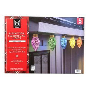 Member's Mark 8-Function LED Jumbo C9 Lights, String of 5, Multi-Color